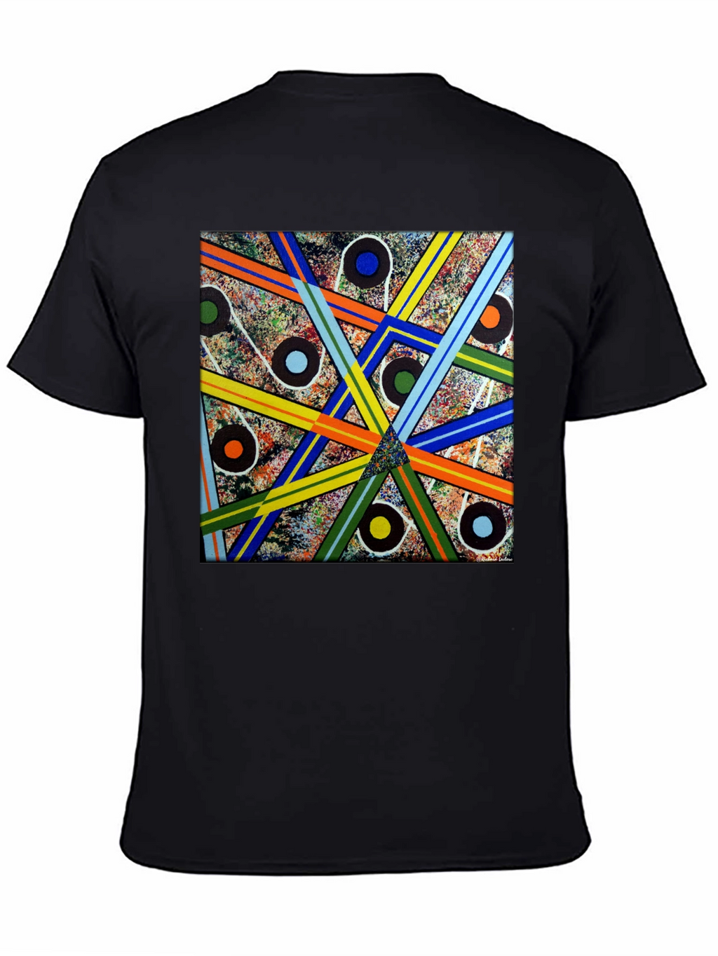 Abstract Geometric Pattern Black T-Shirt