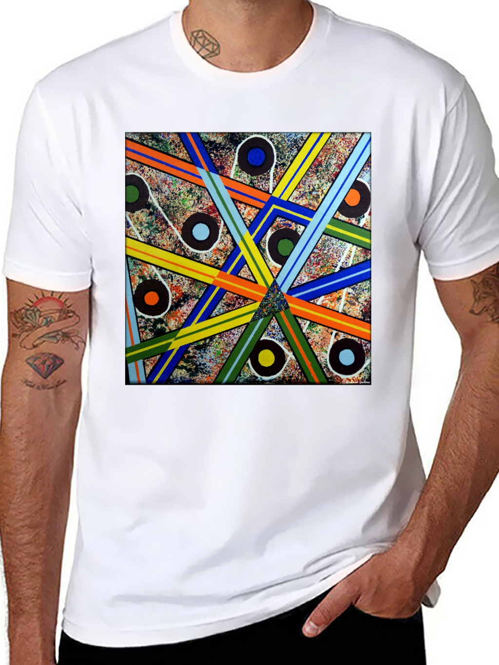 Abstract Geometric Pattern Black T-Shirt