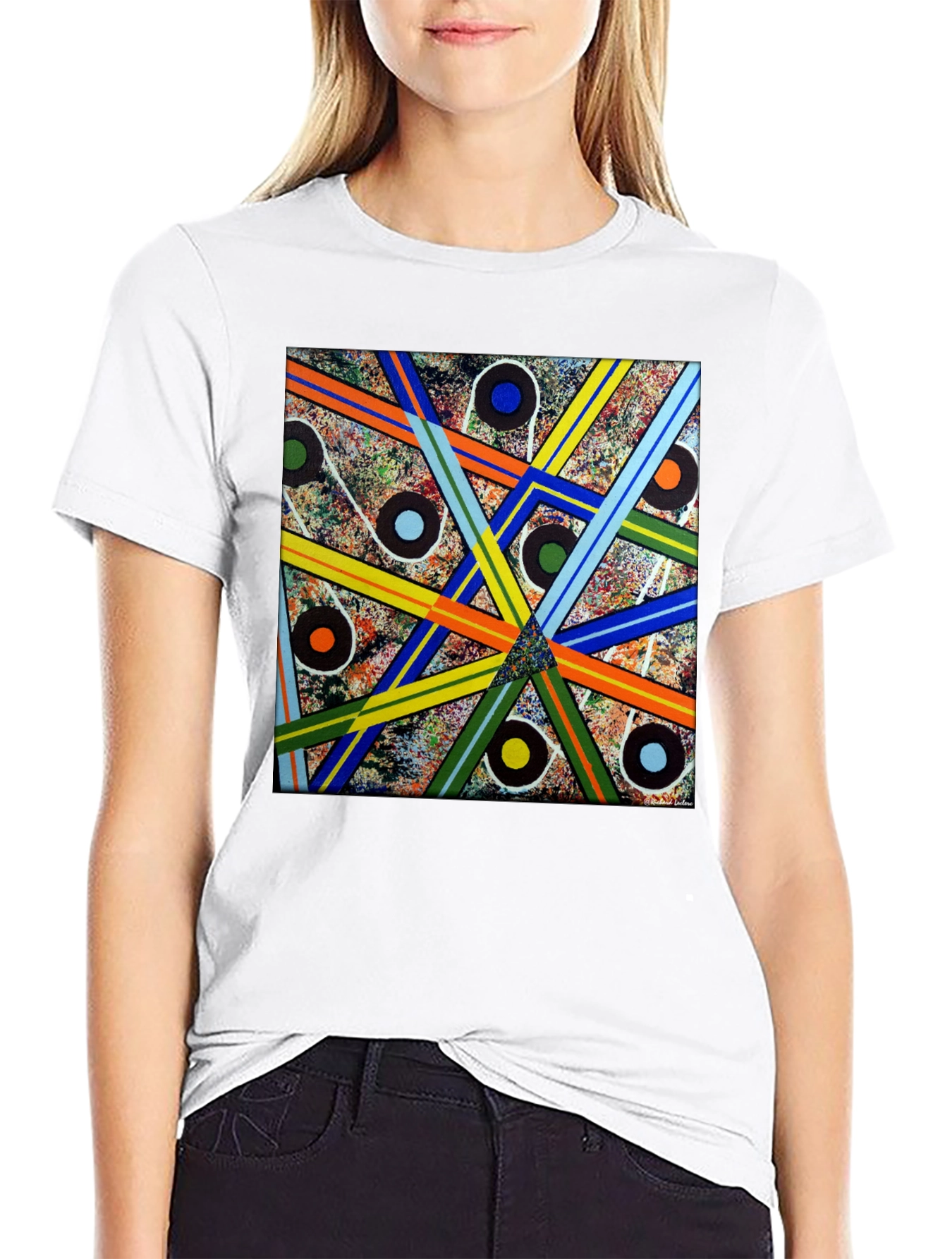 Abstract Geometric Pattern Black T-Shirt
