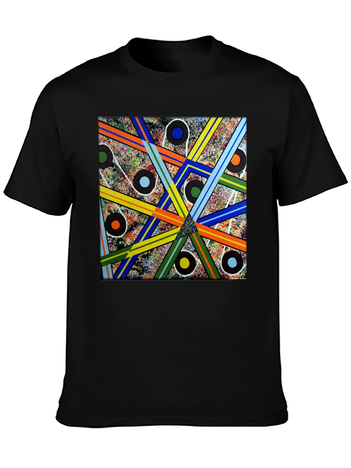 Abstract Geometric Pattern Black T-Shirt