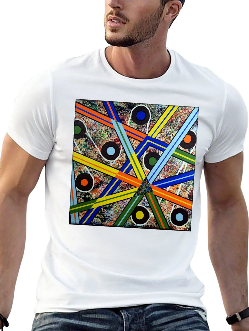 Abstract Geometric Pattern Black T-Shirt