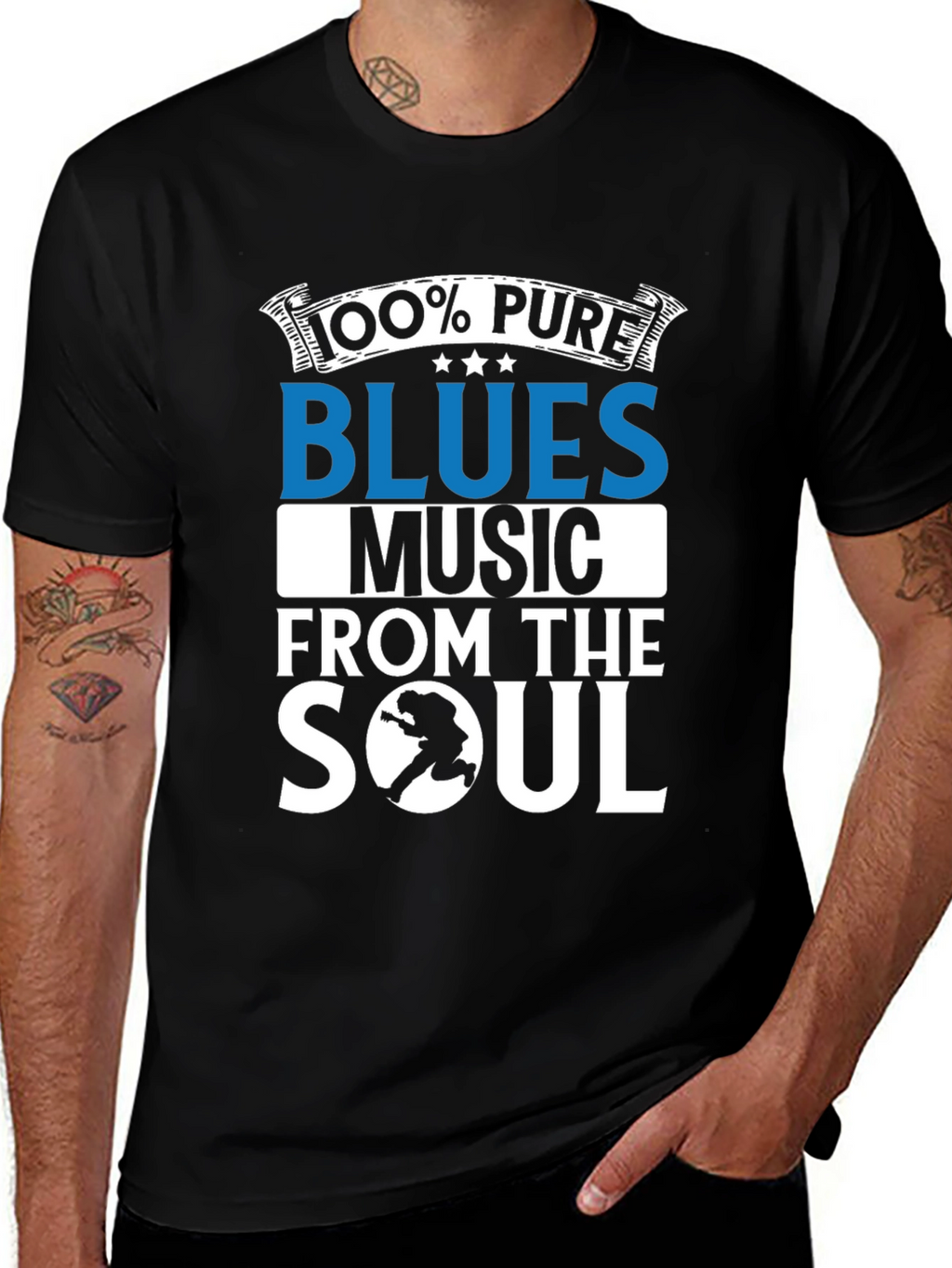 100% Pure Blues Music Graphic T-Shirt