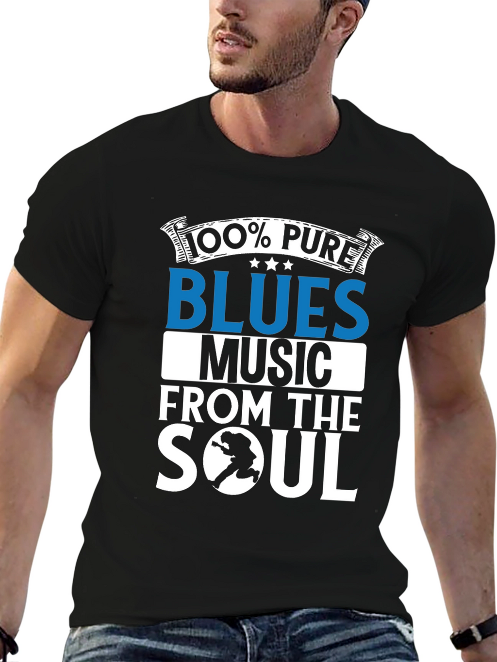 100% Pure Blues Music Graphic T-Shirt