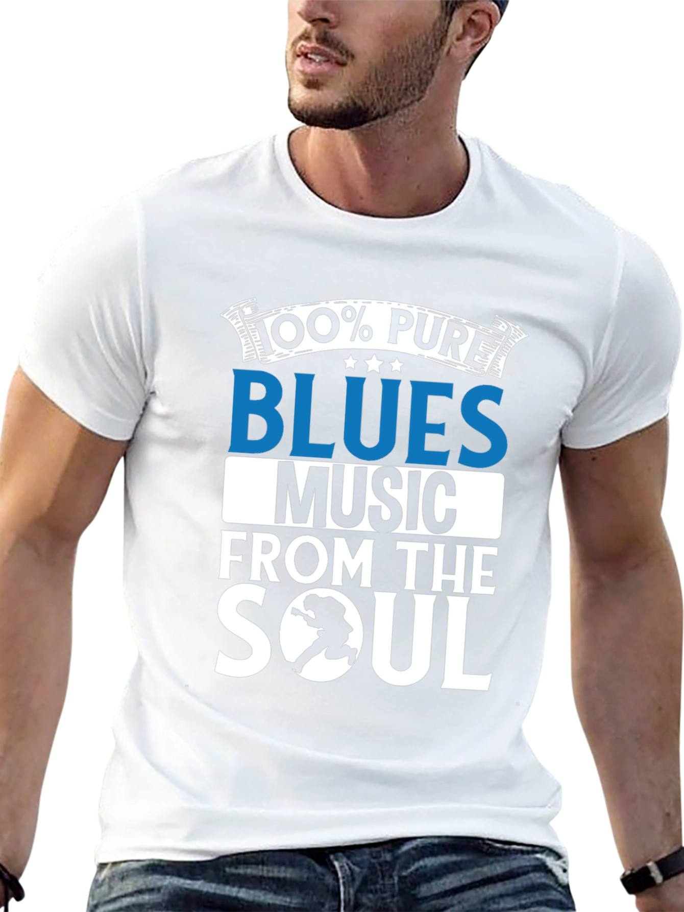 100% Pure Blues Music Graphic T-Shirt