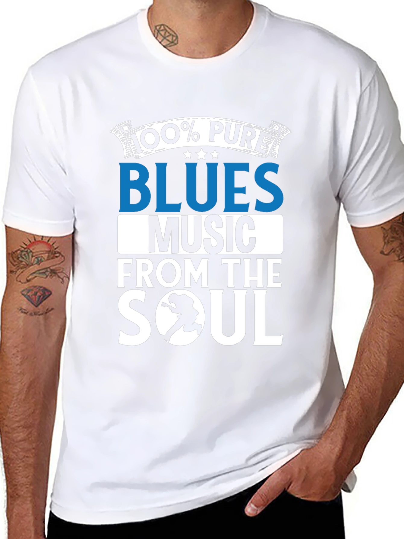 100% Pure Blues Music Graphic T-Shirt