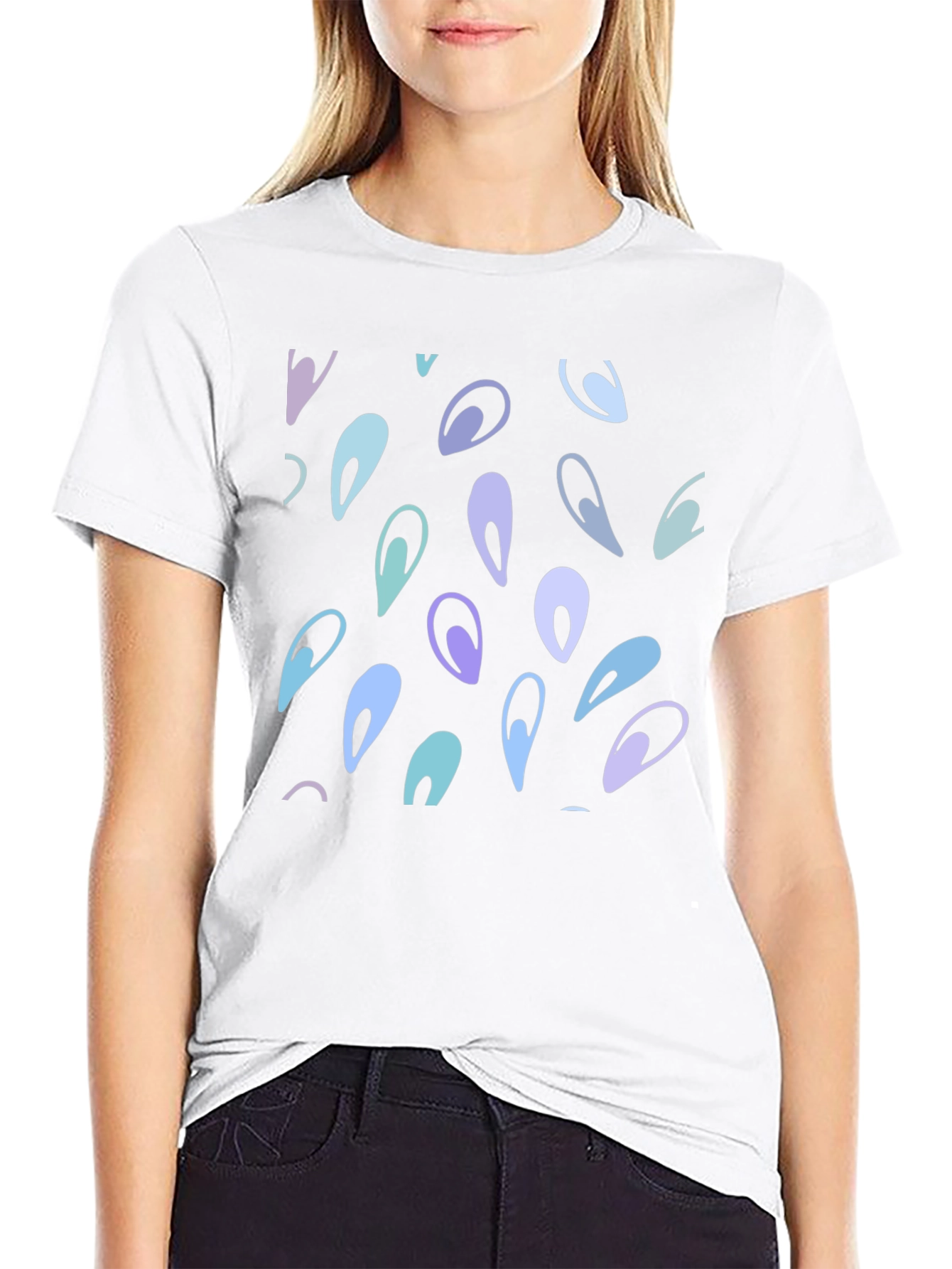 Abstract Teardrop Pattern Black T-Shirt