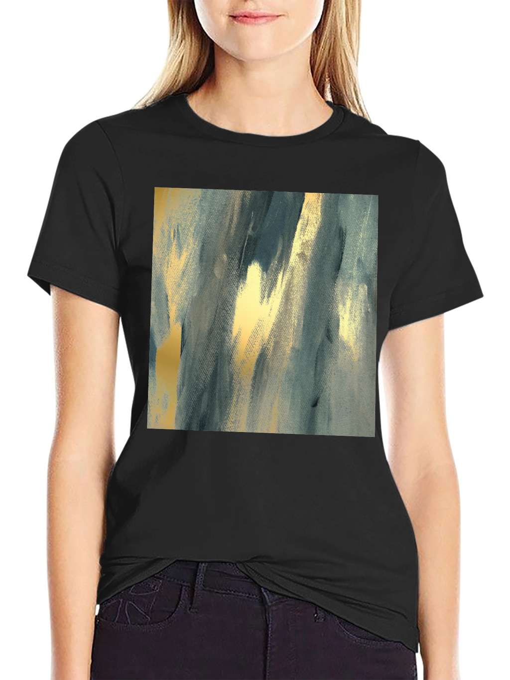 Abstract Art Print Black T-Shirt