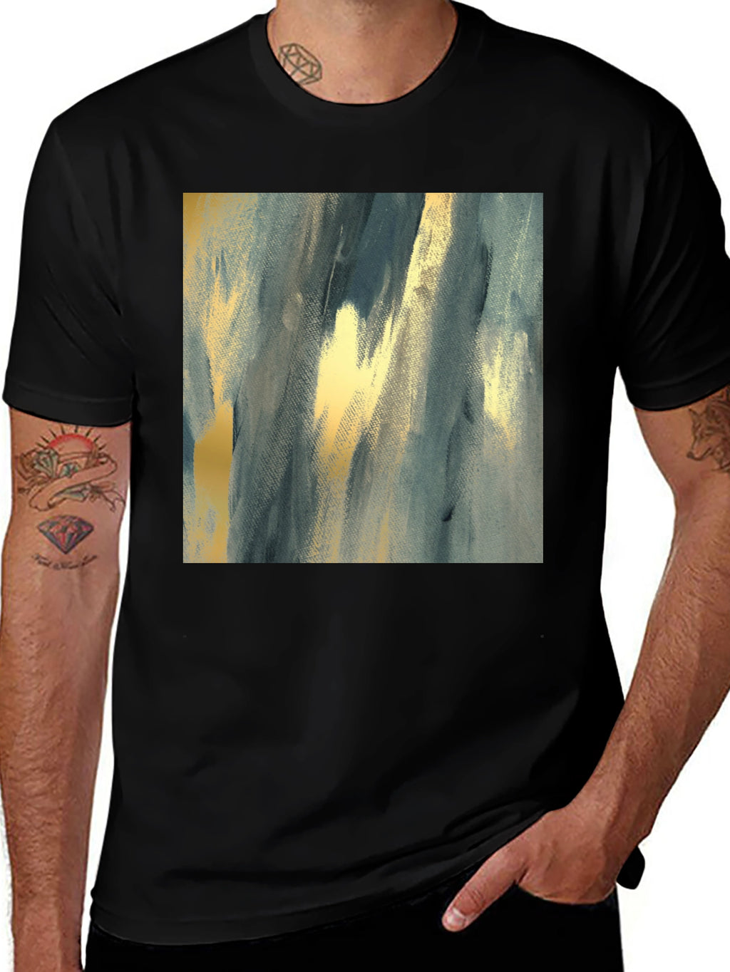 Abstract Art Print Black T-Shirt