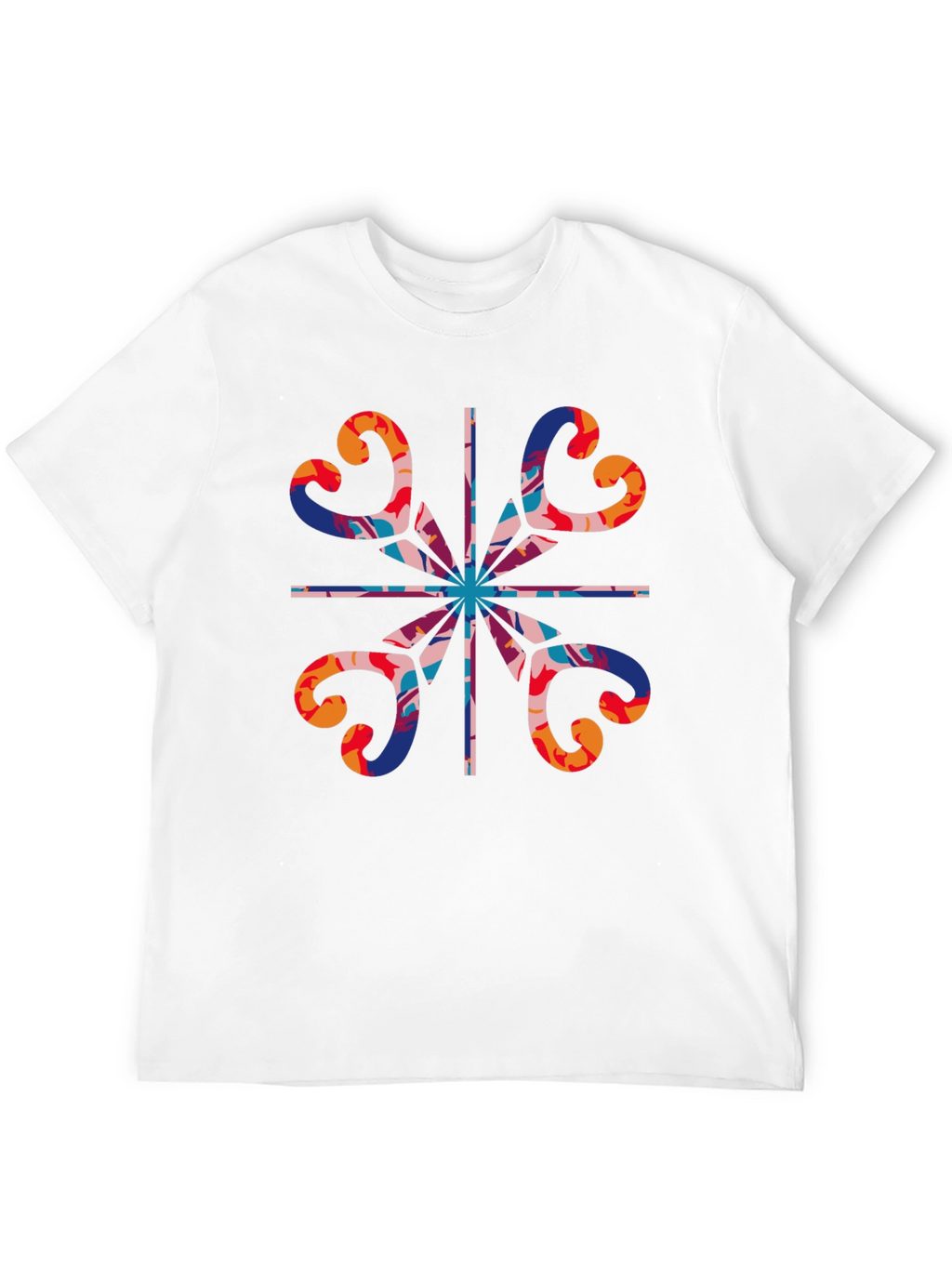 Abstract Heart Pattern Black T-Shirt