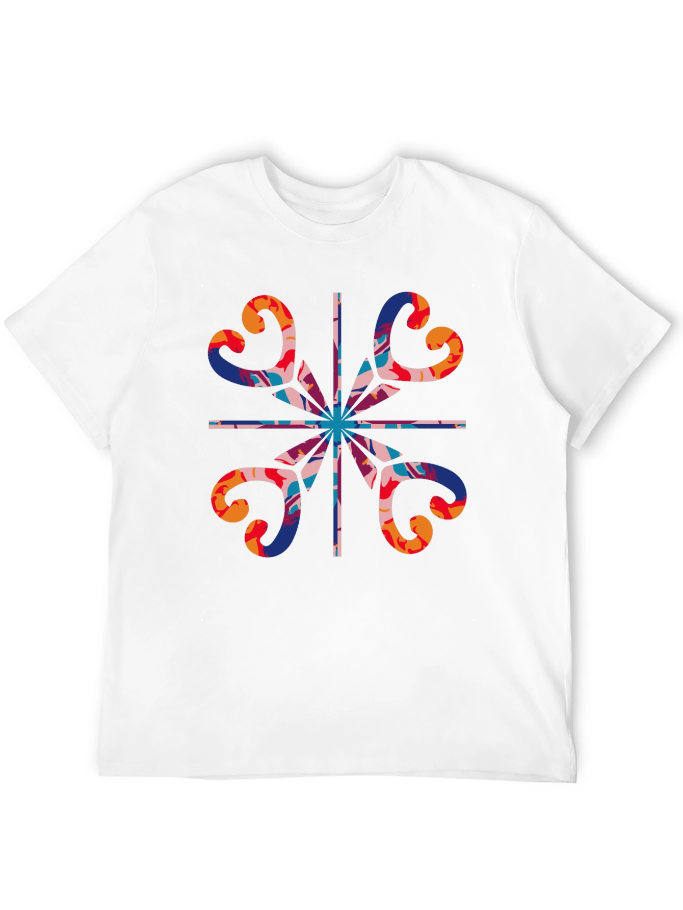 Abstract Heart Pattern Black T-Shirt