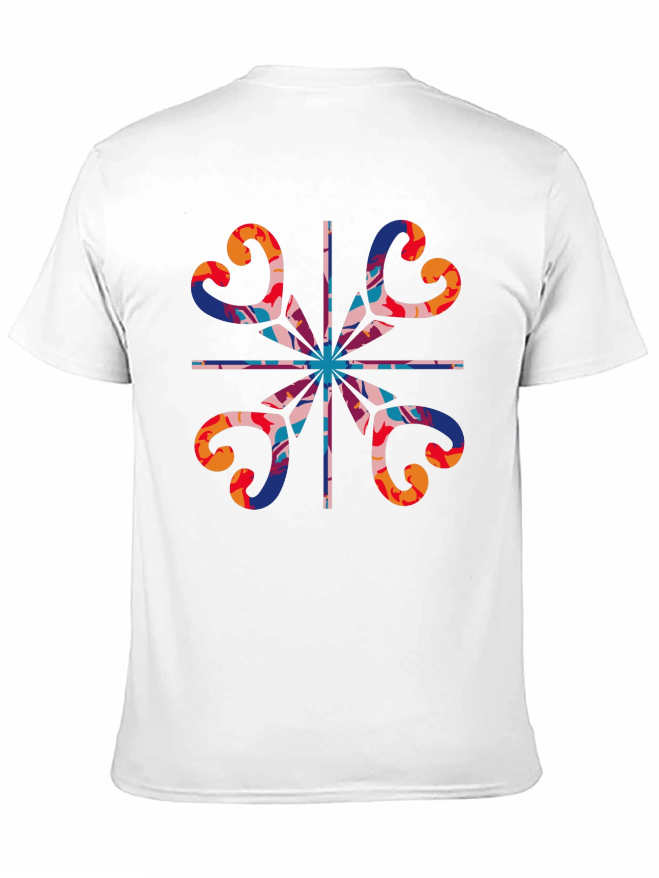 Abstract Heart Pattern Black T-Shirt