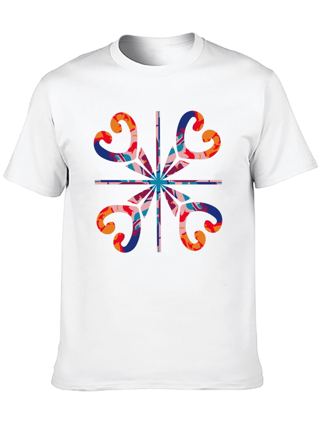 Abstract Heart Pattern Black T-Shirt