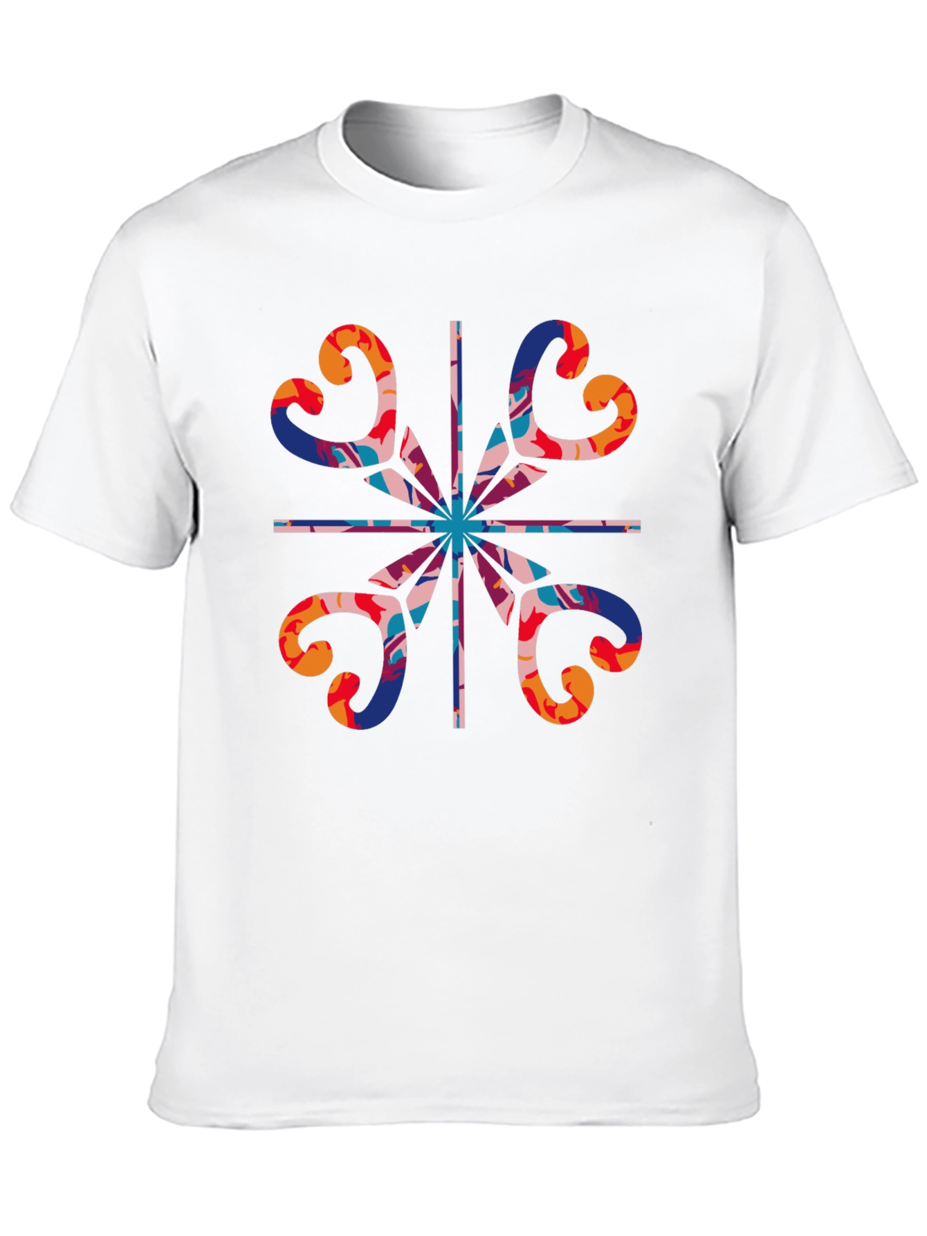 Abstract Heart Pattern Black T-Shirt