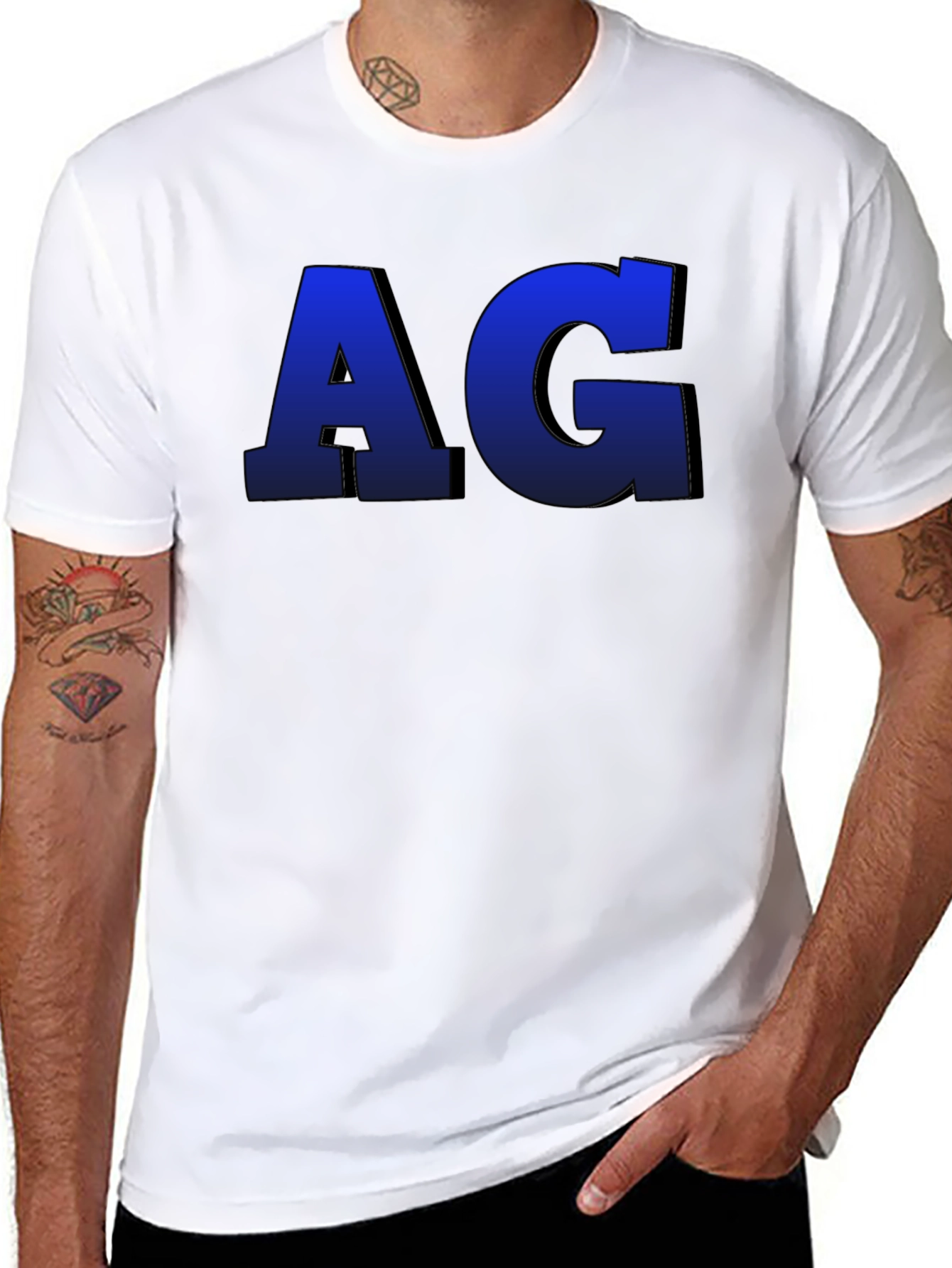AG Initial T-Shirt - Bold Letter Design Soft Cotton Tee