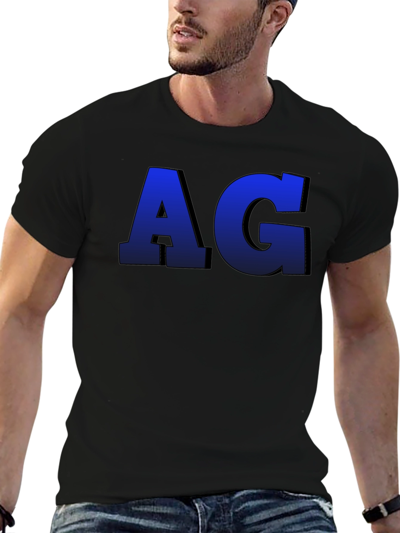 AG Initial T-Shirt - Bold Letter Design Soft Cotton Tee