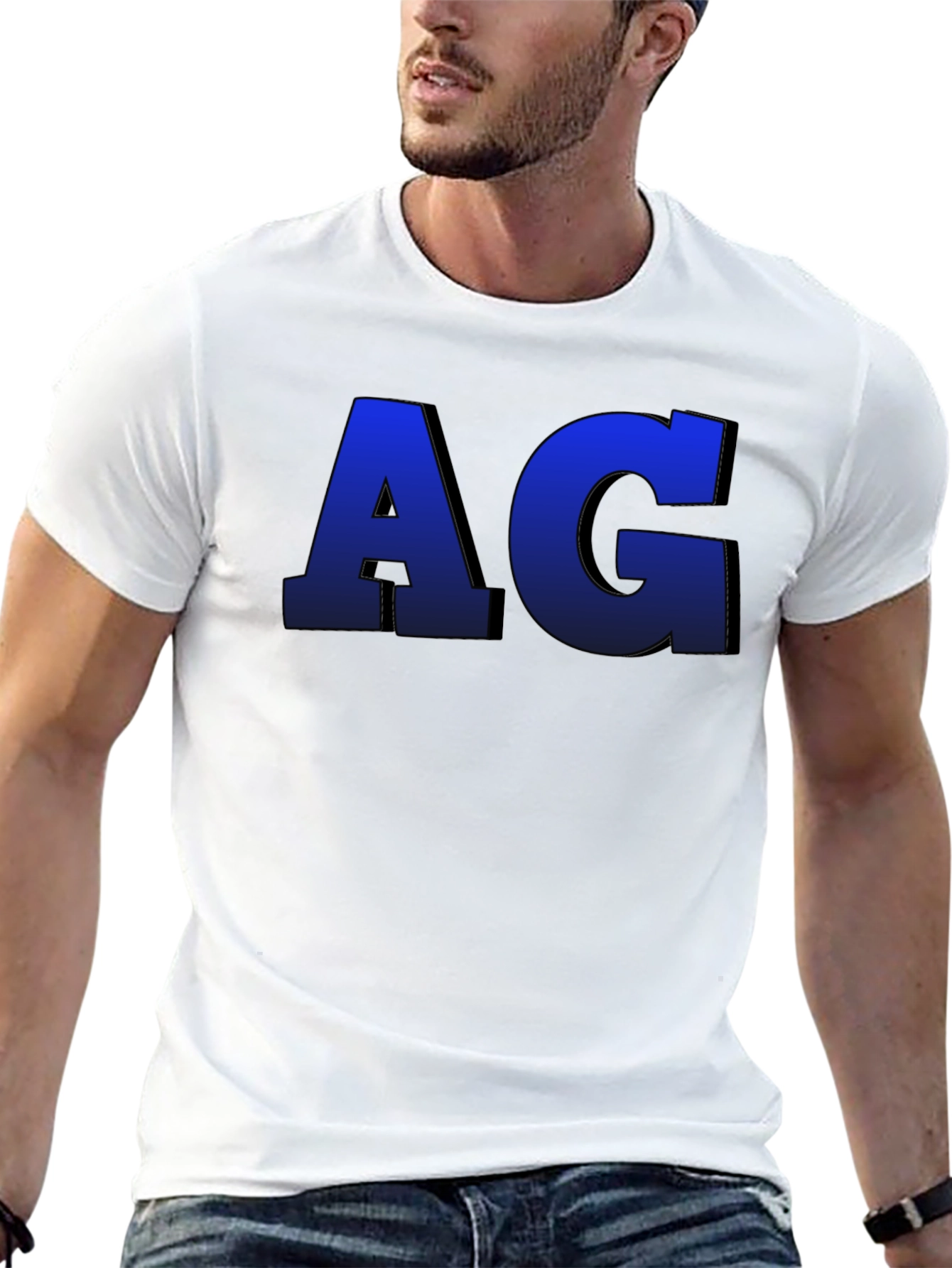 AG Initial T-Shirt - Bold Letter Design Soft Cotton Tee