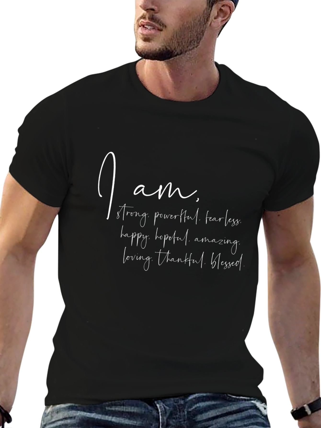 Affirmation T-Shirt: I Am Strong Fearless Blessed