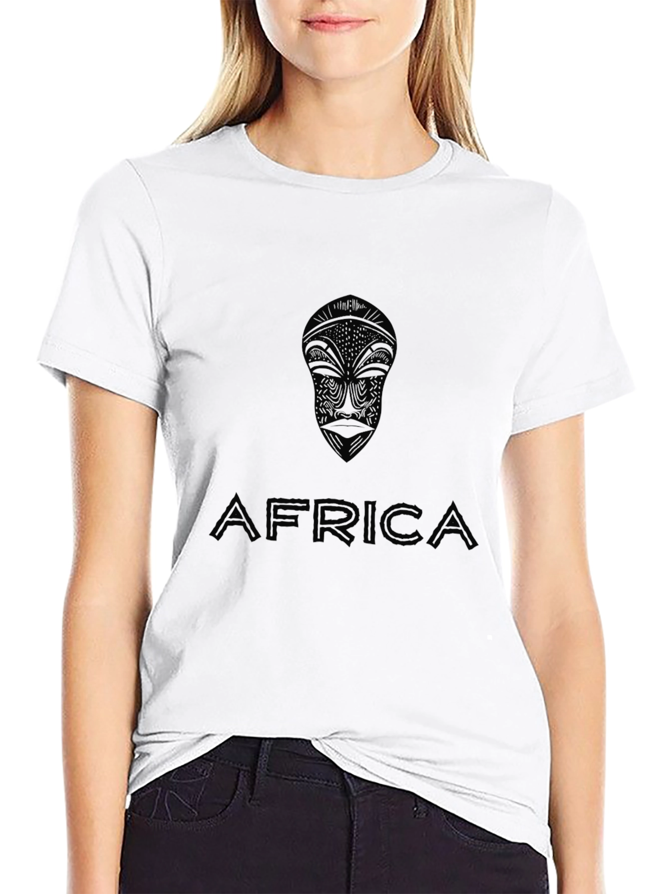 African Mask Graphic Print Tee - Unisex Black T-Shirt