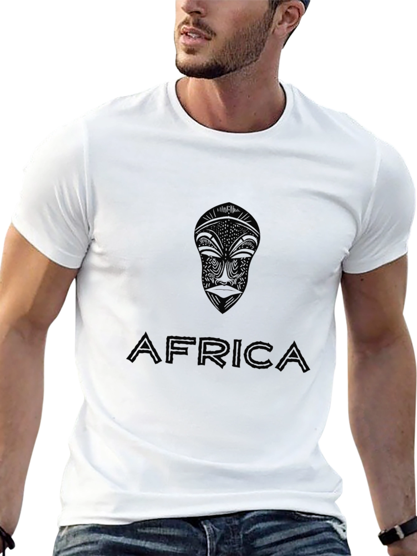 African Mask Graphic Print Tee - Unisex Black T-Shirt