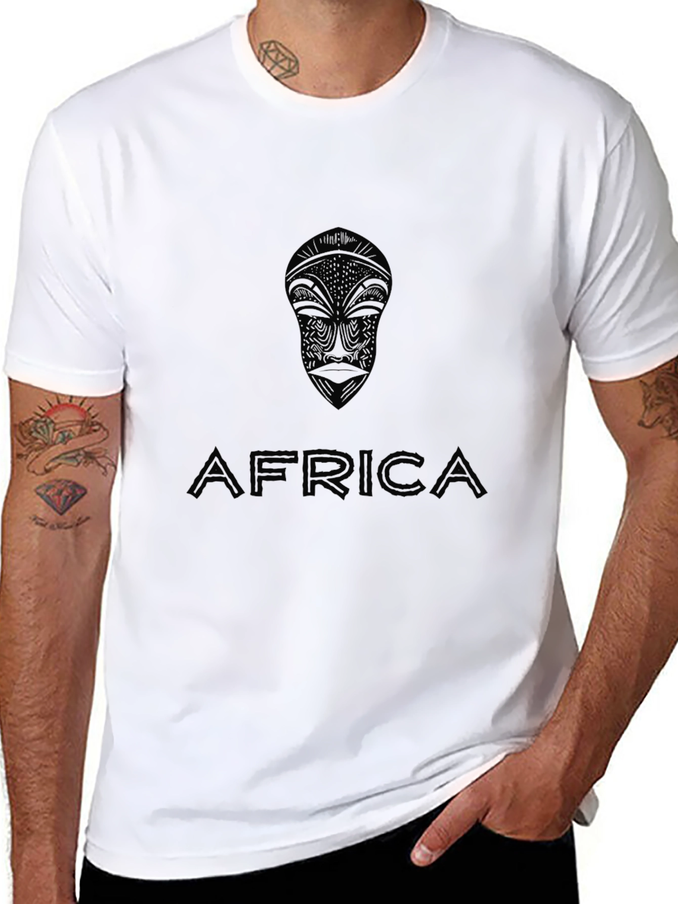 African Mask Graphic Print Tee - Unisex Black T-Shirt