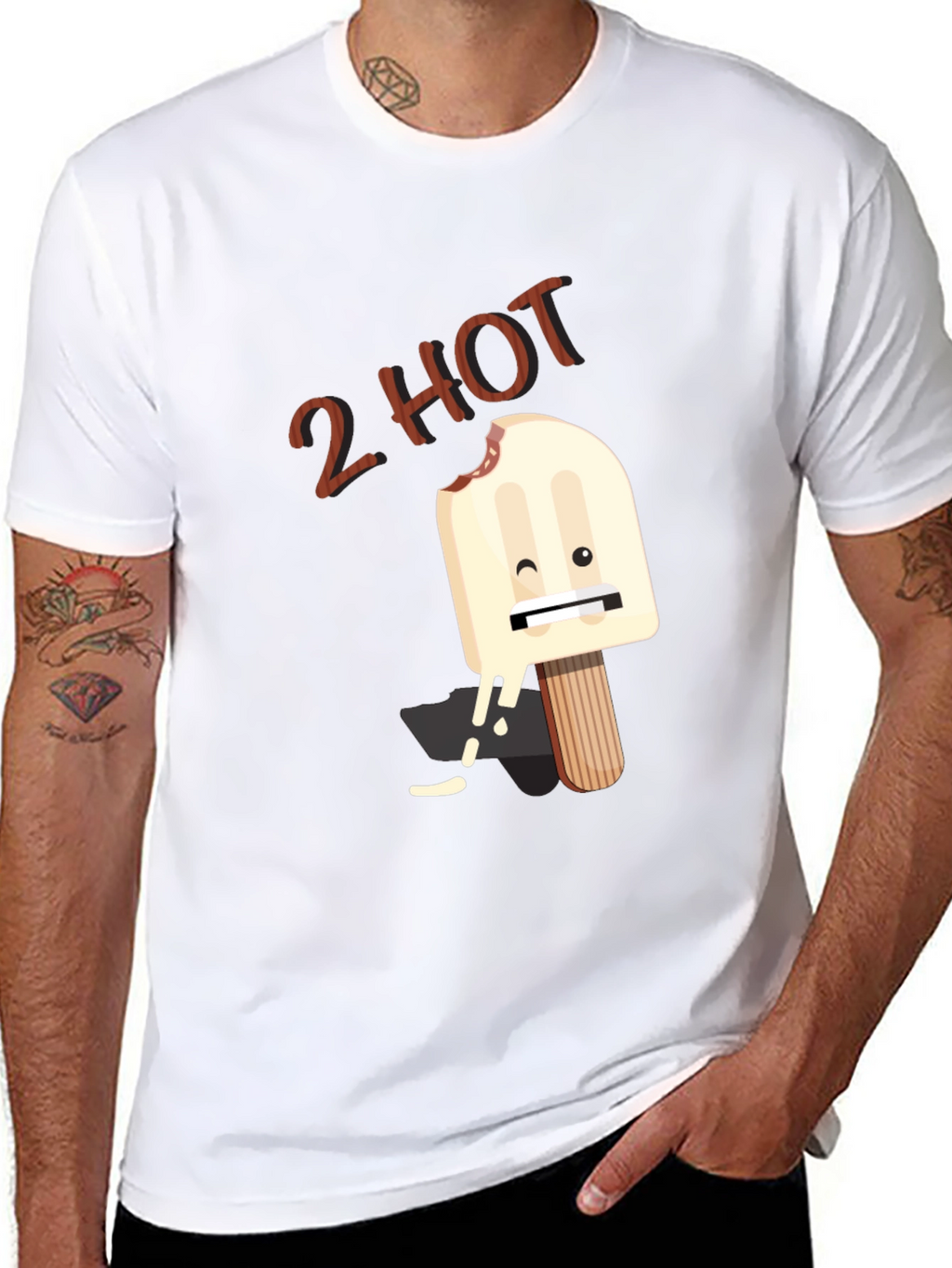 2 Hot Funny Graphic T-Shirt - Black