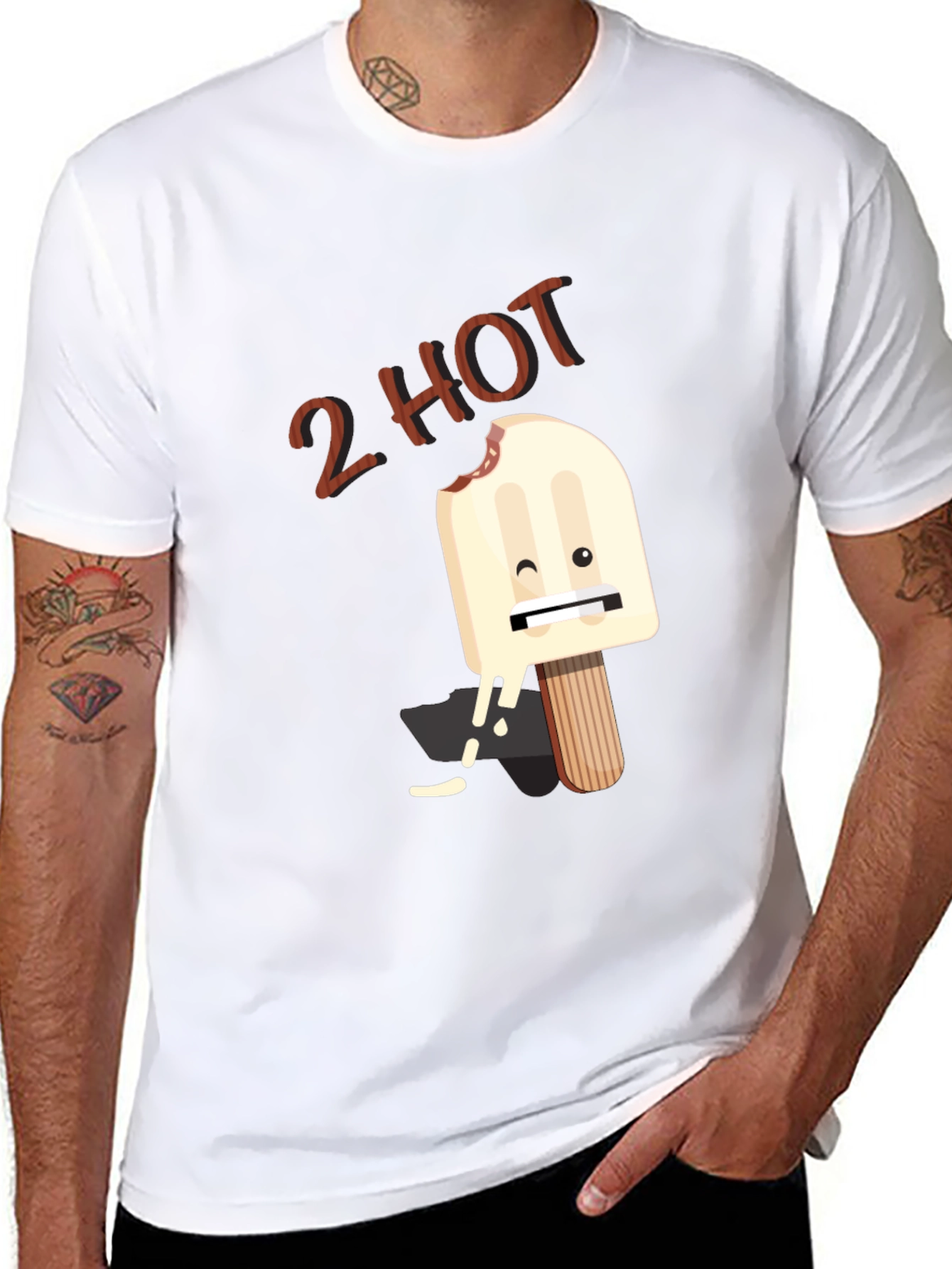 2 Hot Funny Graphic T-Shirt - Black