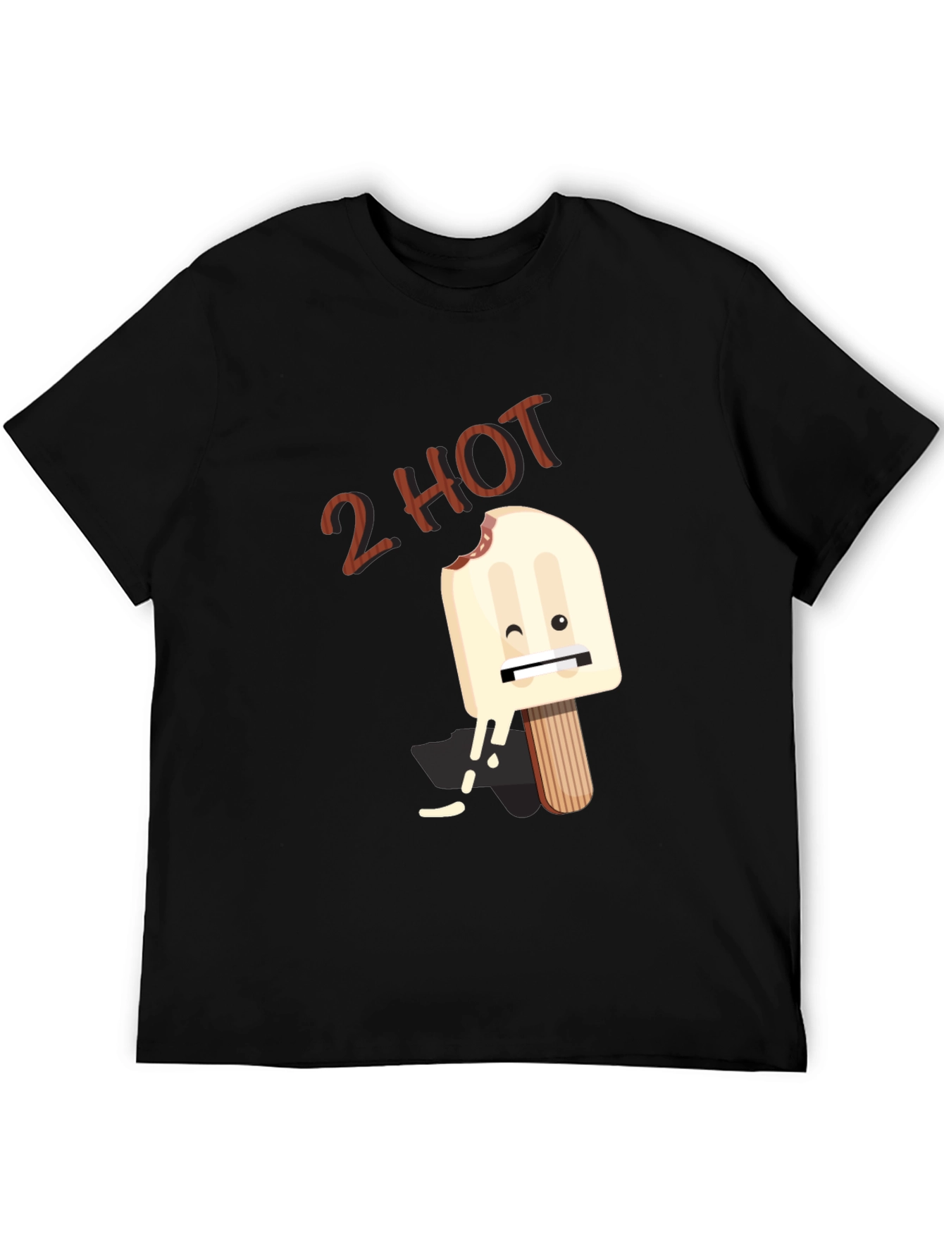 2 Hot Funny Graphic T-Shirt - Black