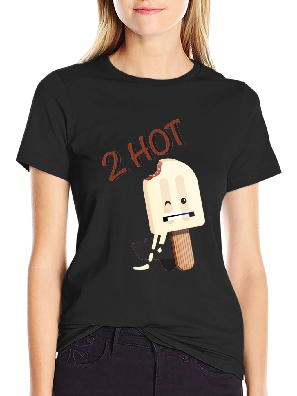 2 Hot Funny Graphic T-Shirt - Black
