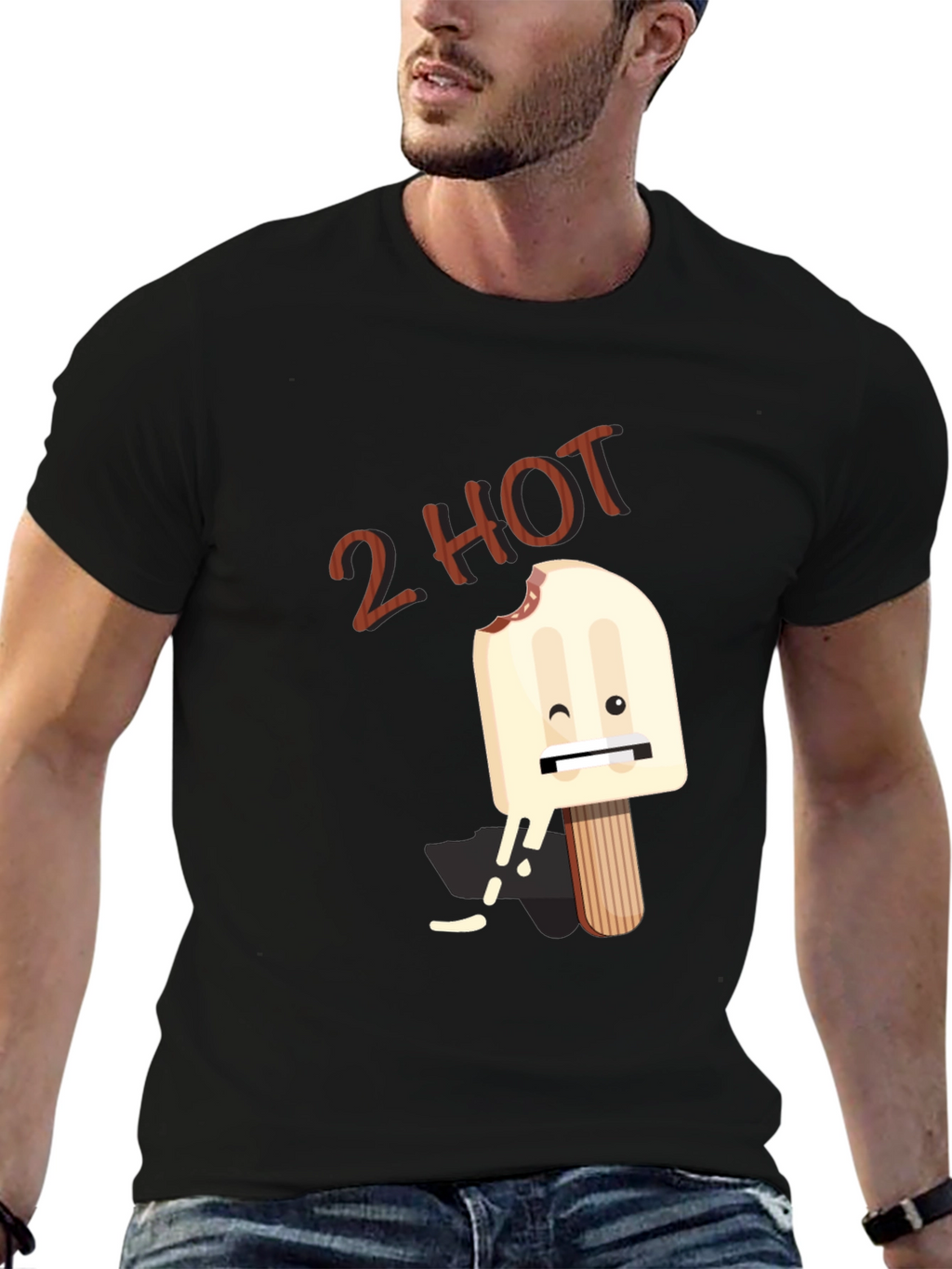 2 Hot Funny Graphic T-Shirt - Black