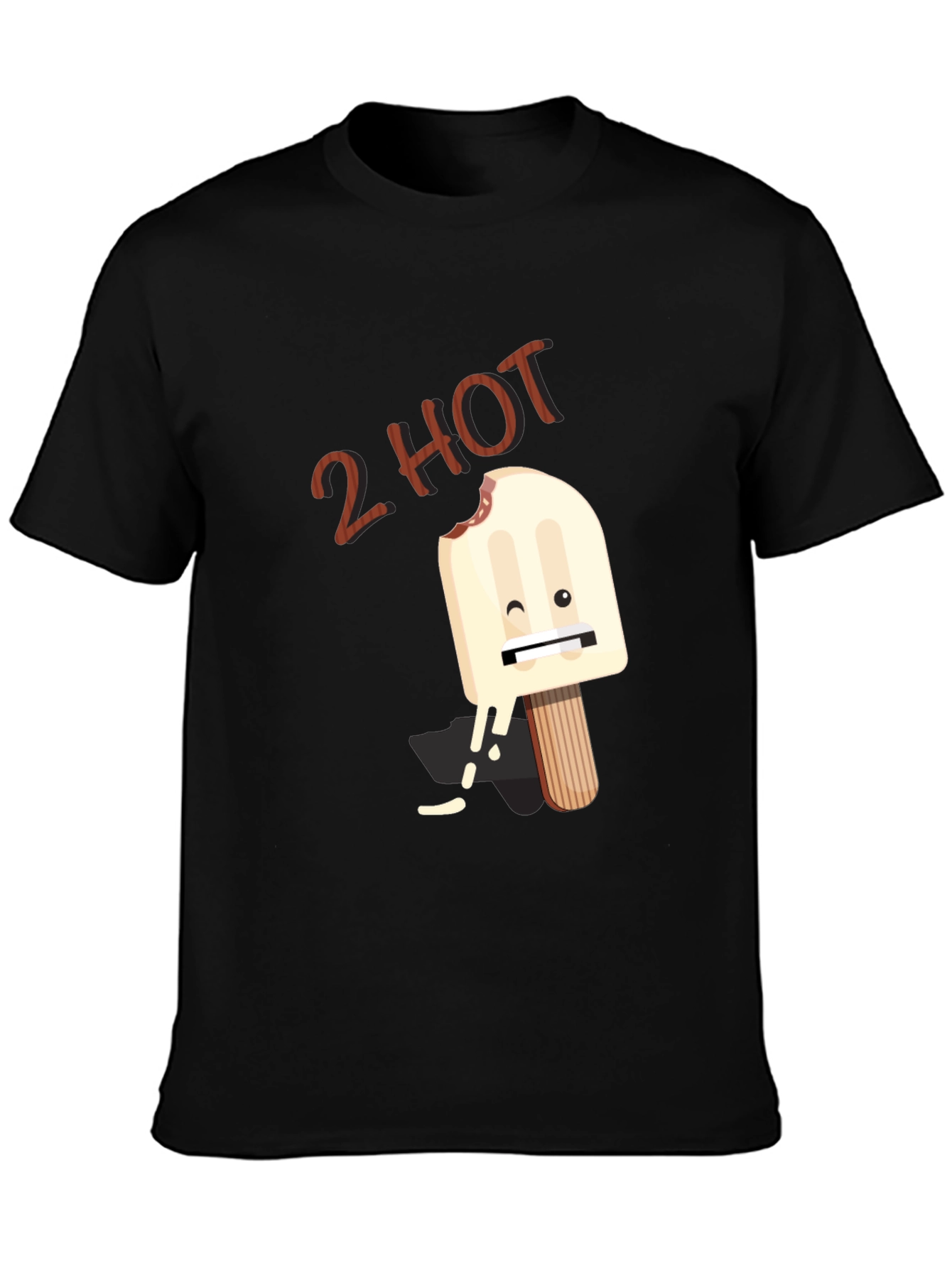 2 Hot Funny Graphic T-Shirt - Black