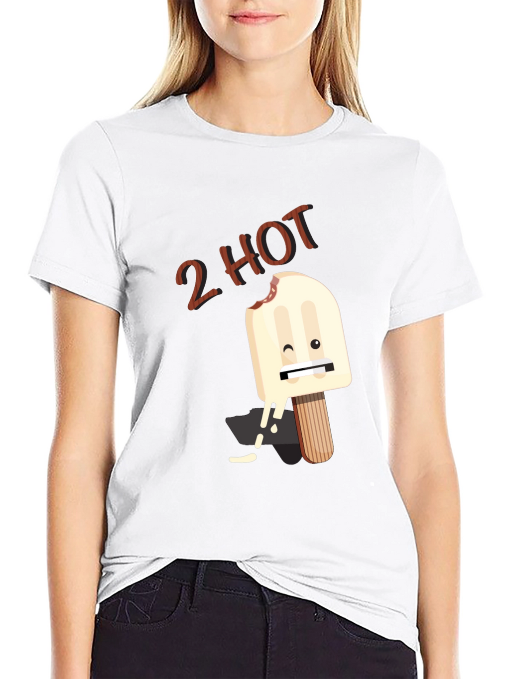 2 Hot Funny Graphic T-Shirt - Black