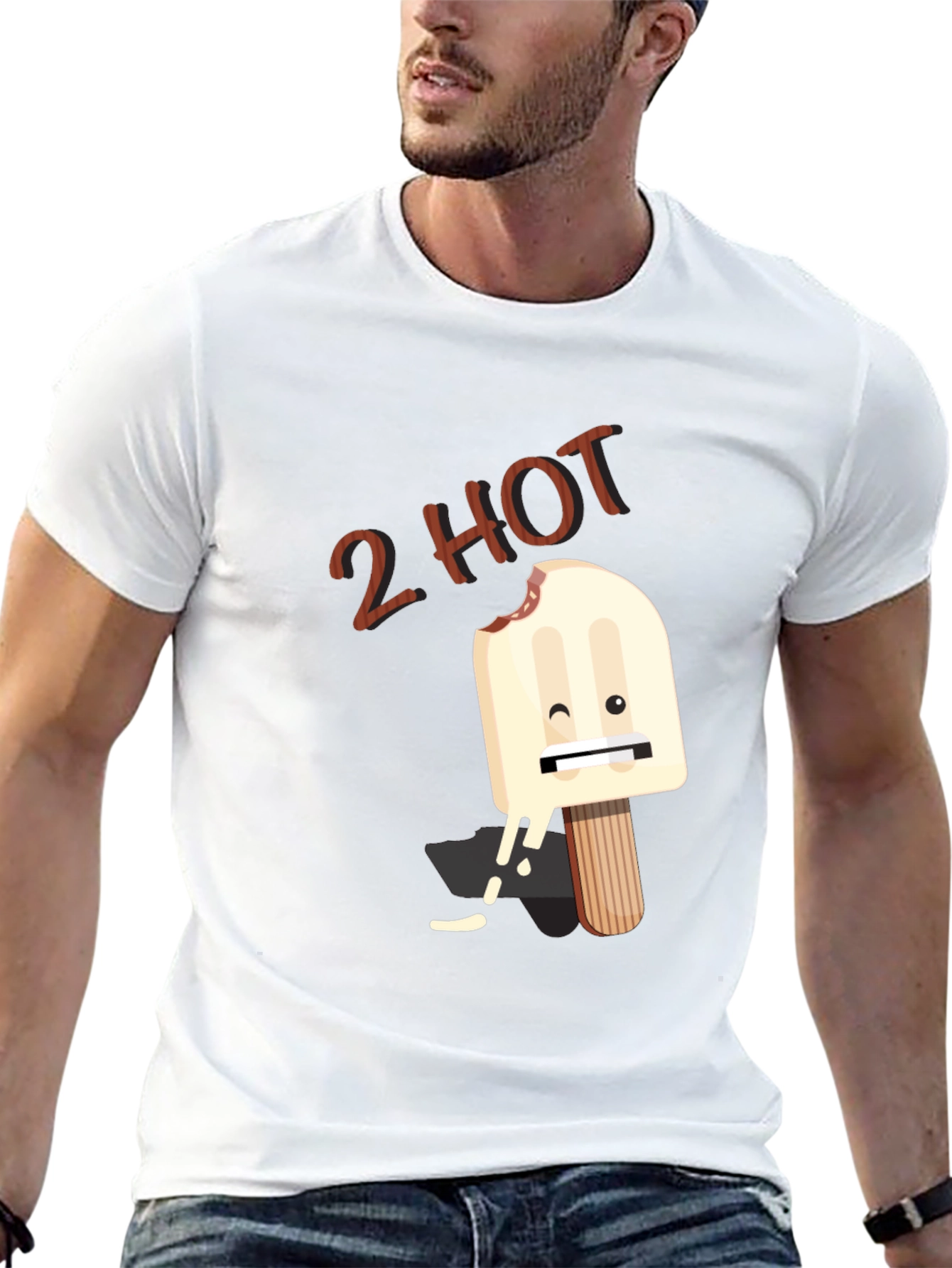 2 Hot Funny Graphic T-Shirt - Black