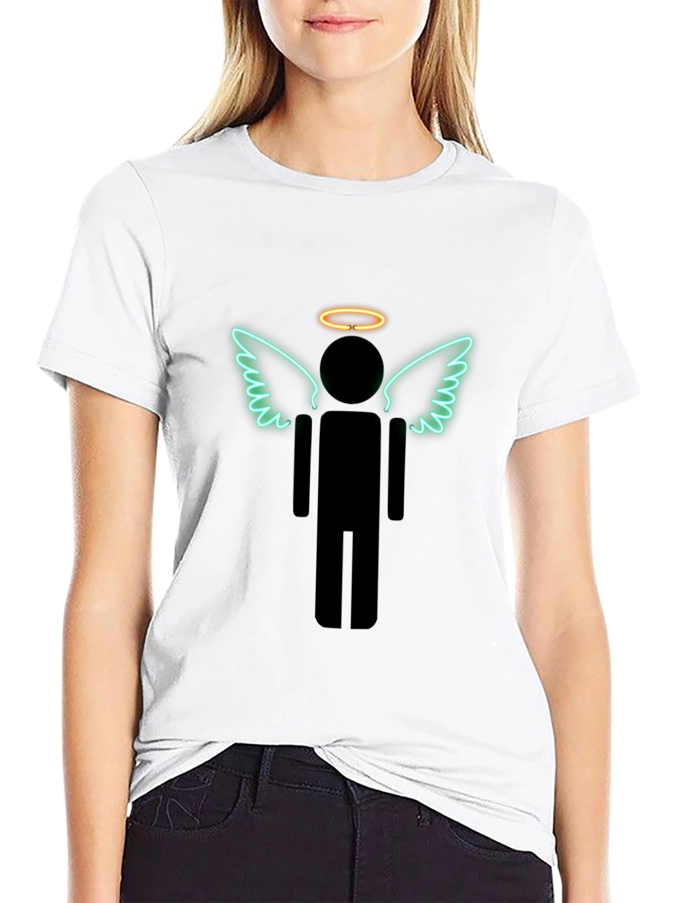 Angel Stick Figure Graphic Tee - Mens Black T-Shirt