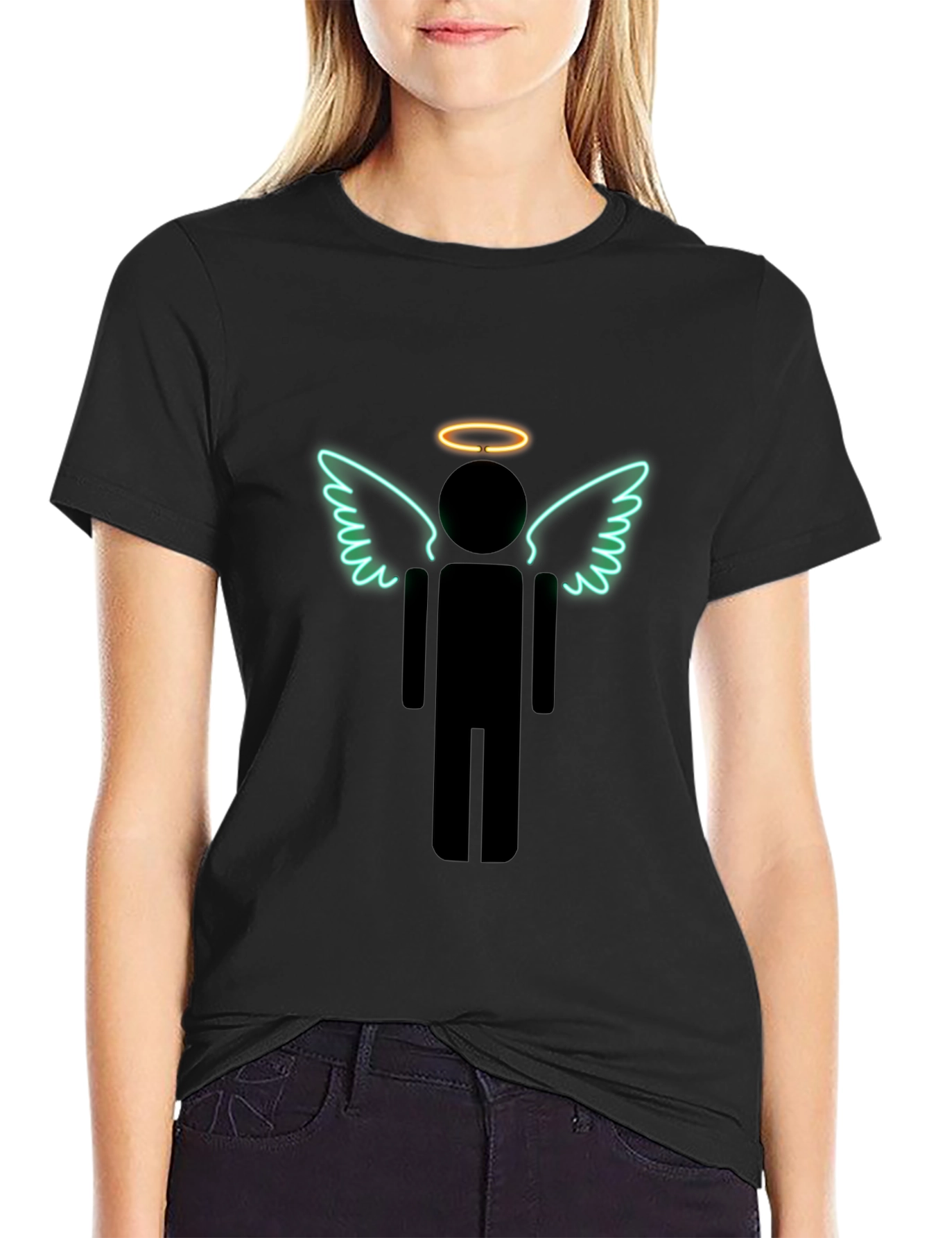 Angel Stick Figure Graphic Tee - Mens Black T-Shirt
