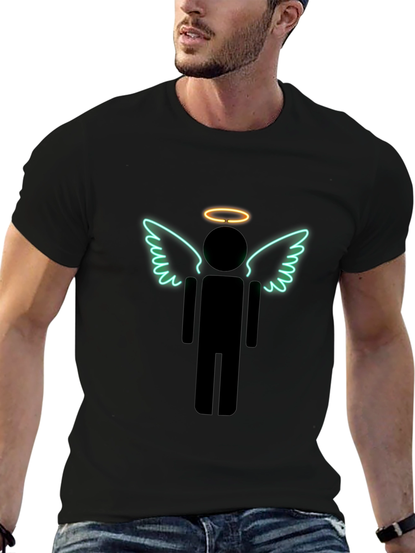 Angel Stick Figure Graphic Tee - Mens Black T-Shirt