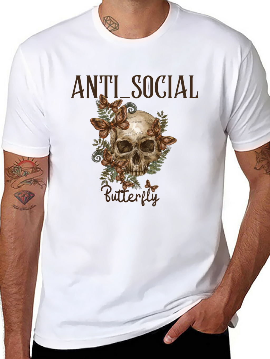 Anti Social Butterfly Graphic T-Shirt