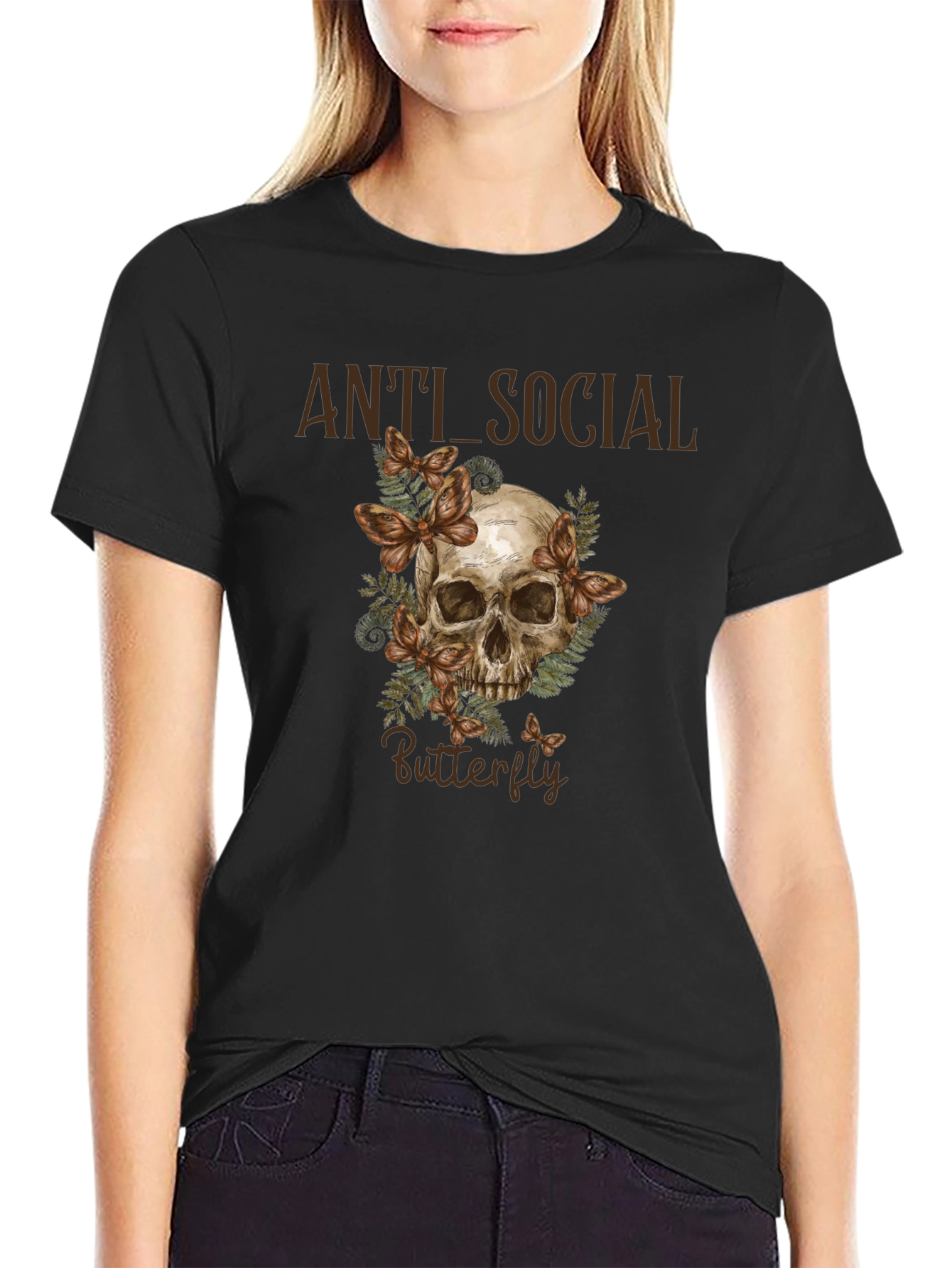 Anti Social Butterfly Graphic T-Shirt