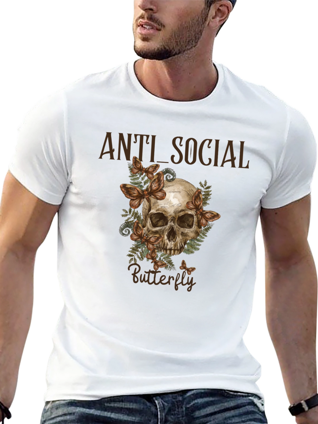 Anti Social Butterfly Graphic T-Shirt