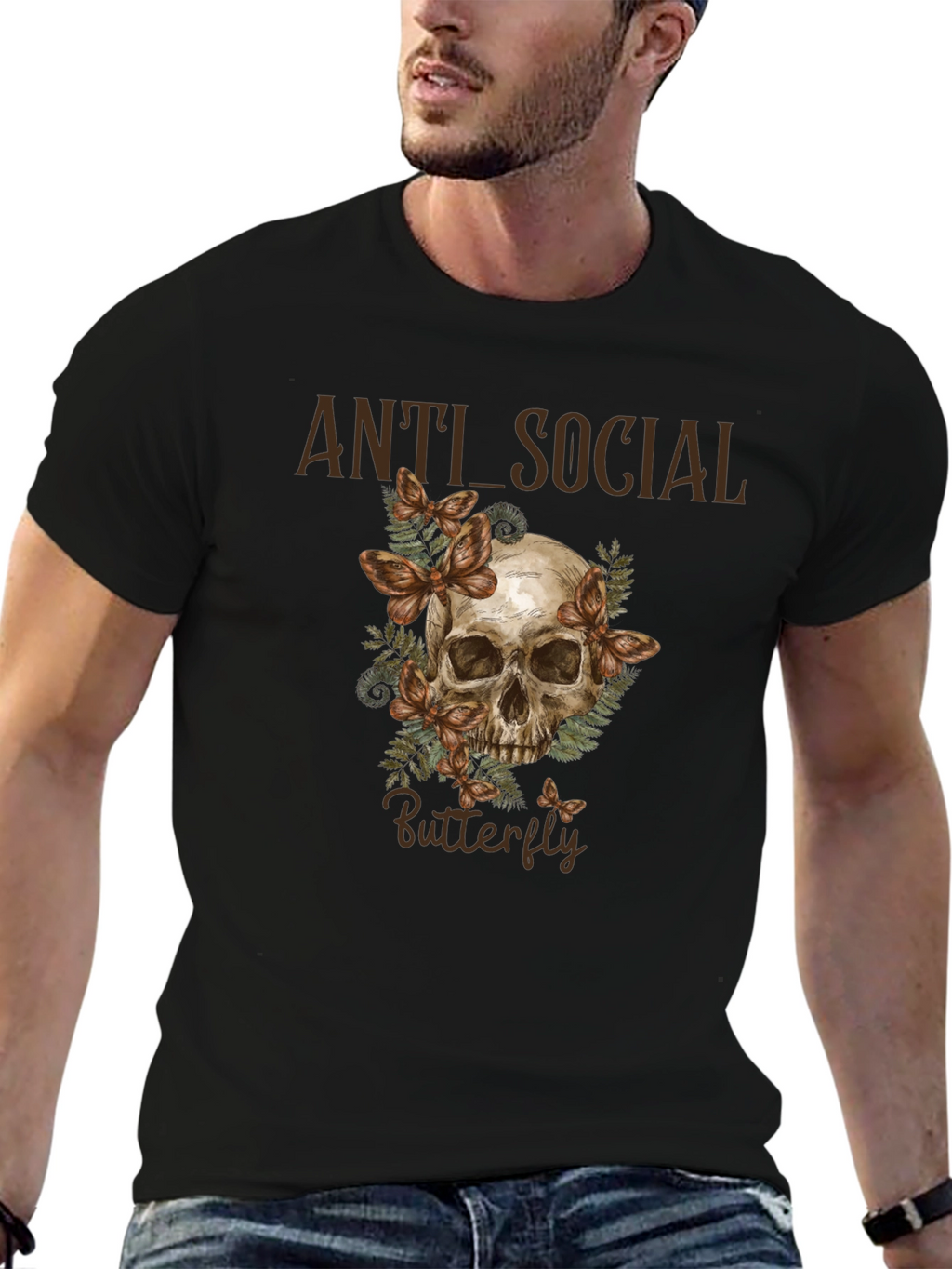 Anti Social Butterfly Graphic T-Shirt