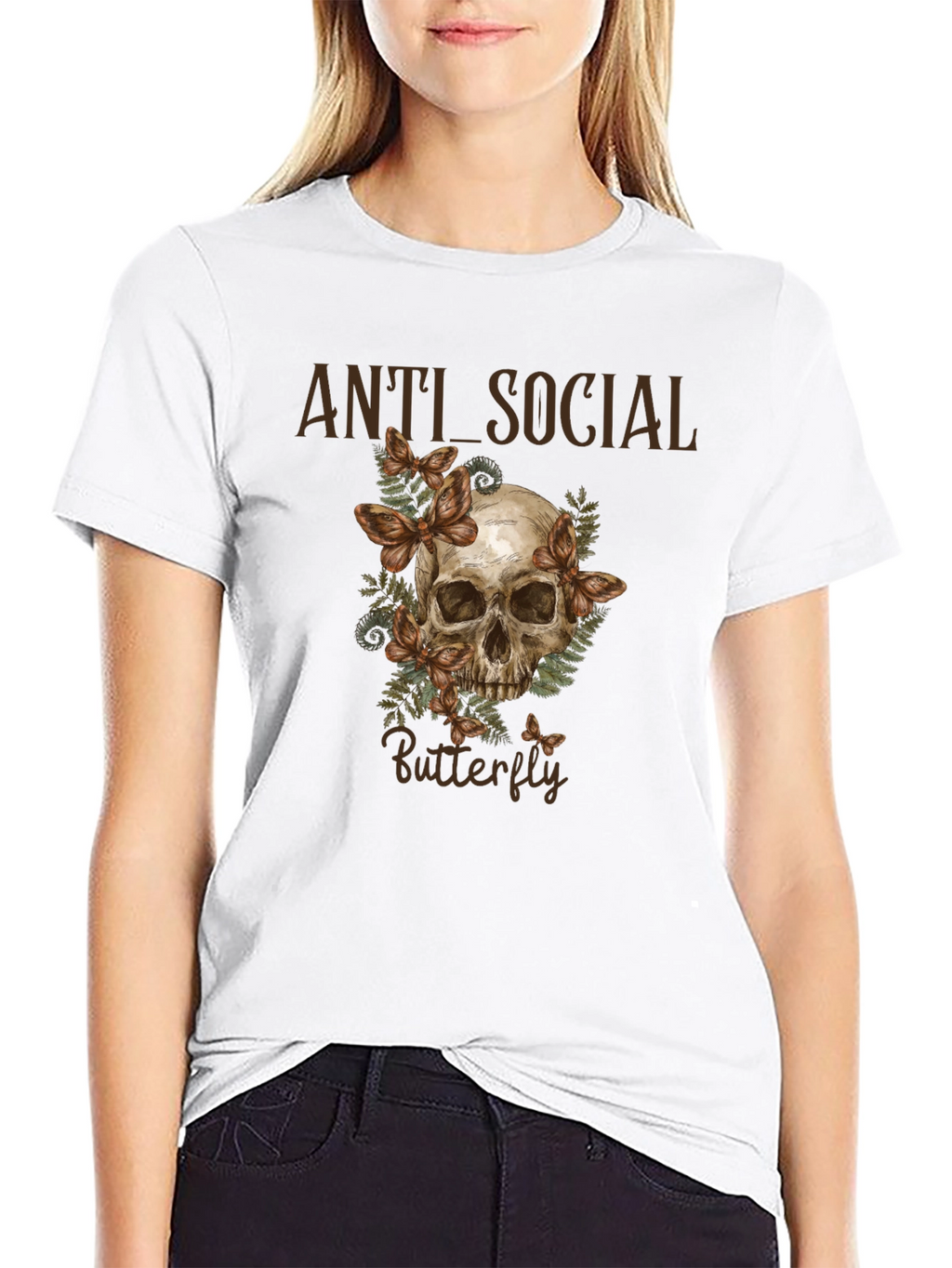Anti Social Butterfly Graphic T-Shirt