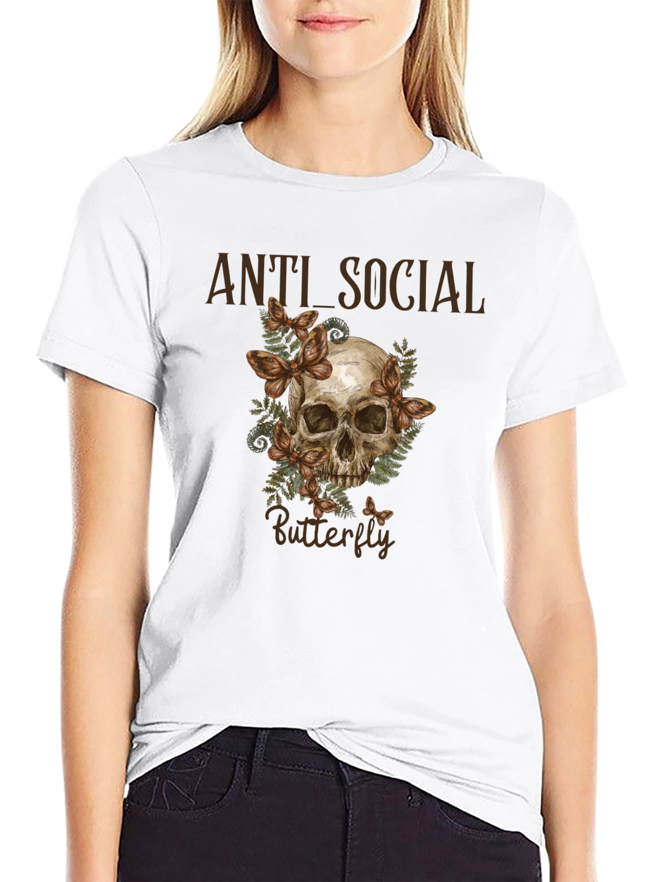 Anti Social Butterfly Graphic T-Shirt