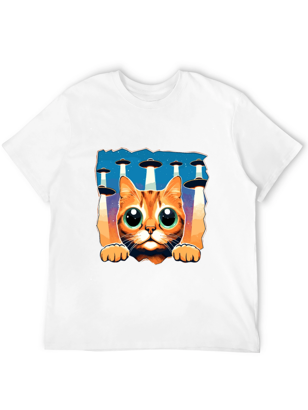 Alien Cat UFO Black T-Shirt