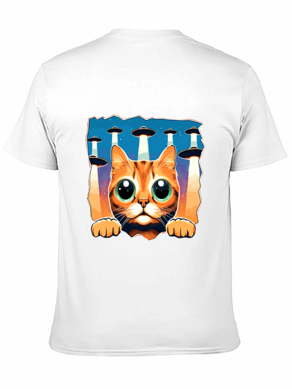 Alien Cat UFO Black T-Shirt