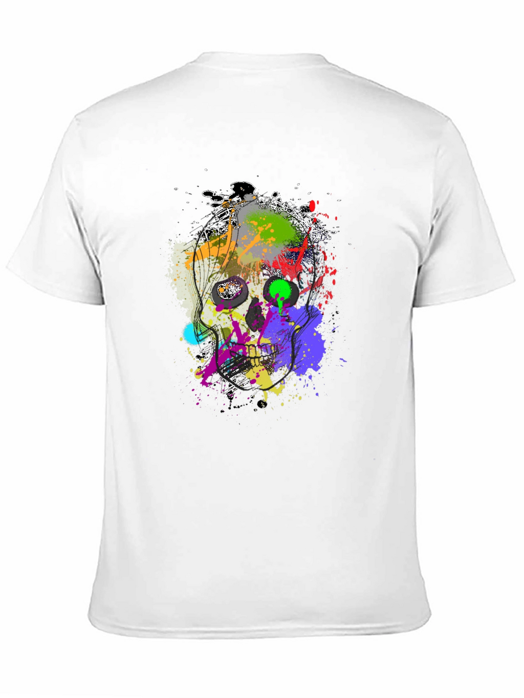 Abstract Splatter Skull Graphic Black T-Shirt
