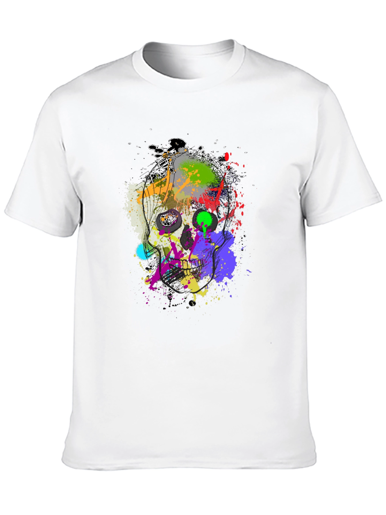 Abstract Splatter Skull Graphic Black T-Shirt