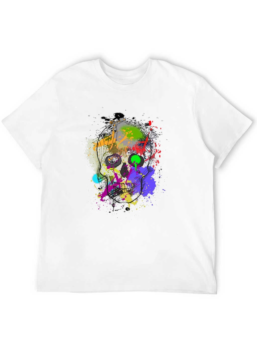 Abstract Splatter Skull Graphic Black T-Shirt
