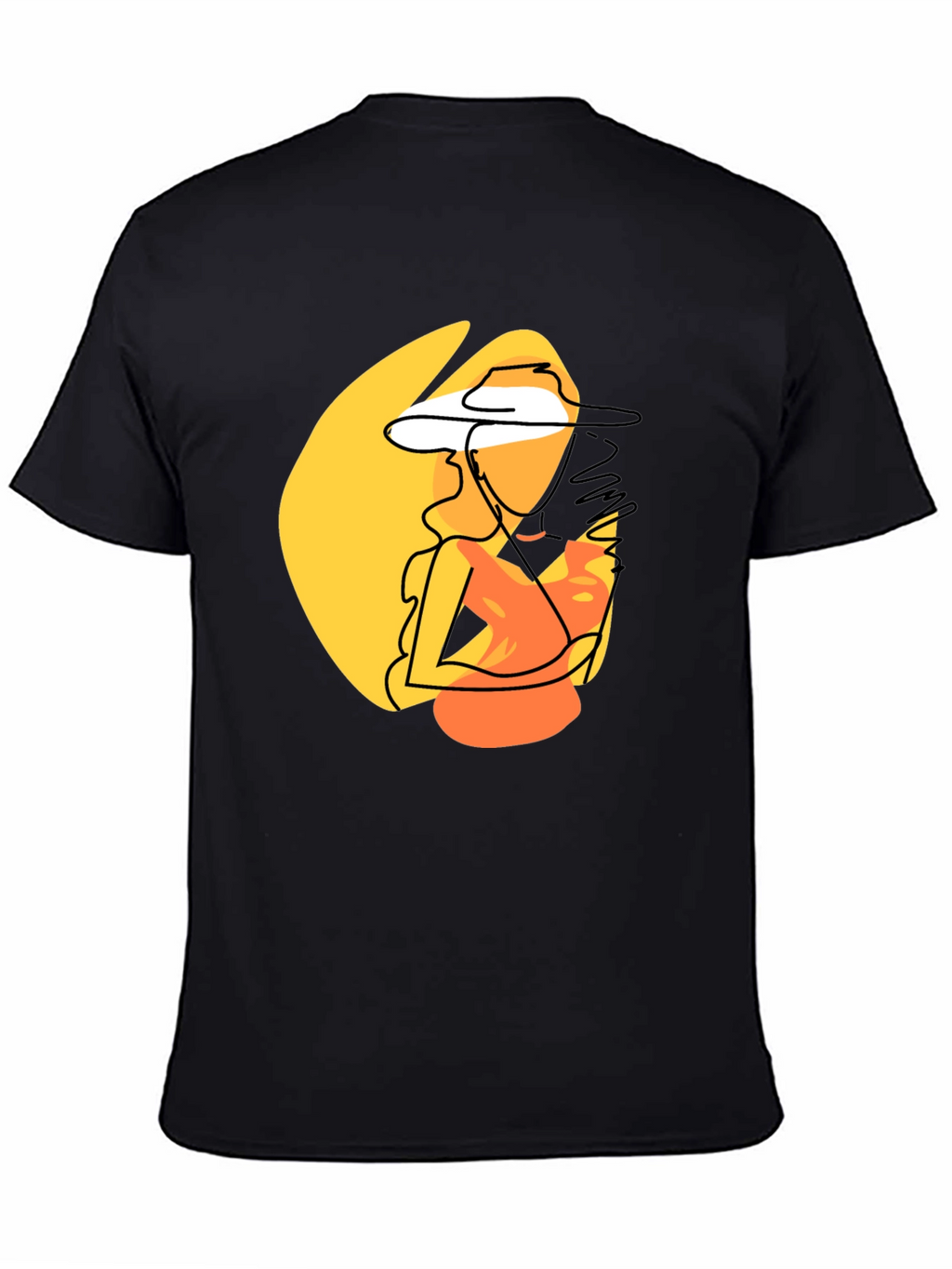 Abstract Woman Graphic Print T-Shirt - Black