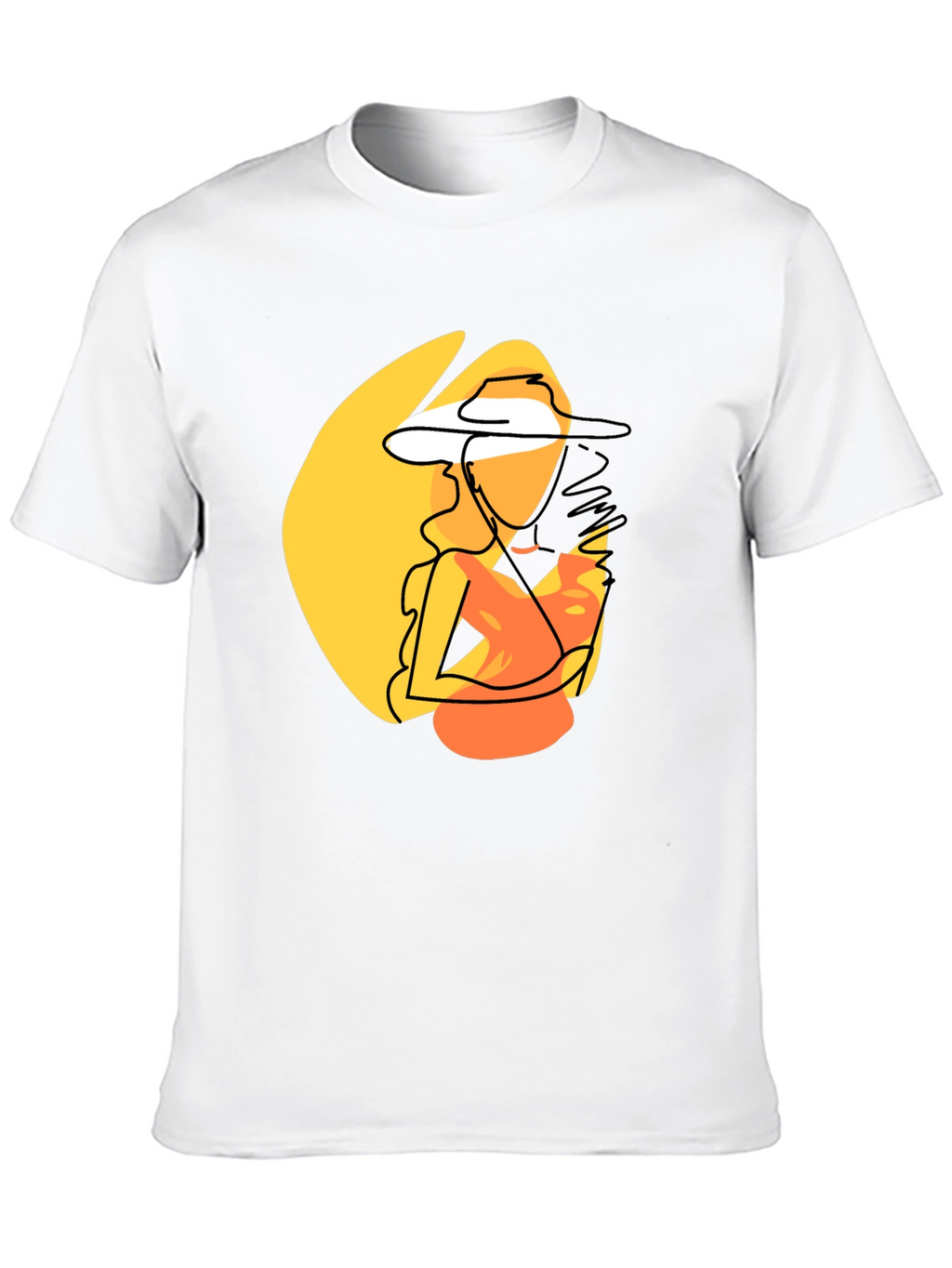 Abstract Woman Graphic Print T-Shirt - Black