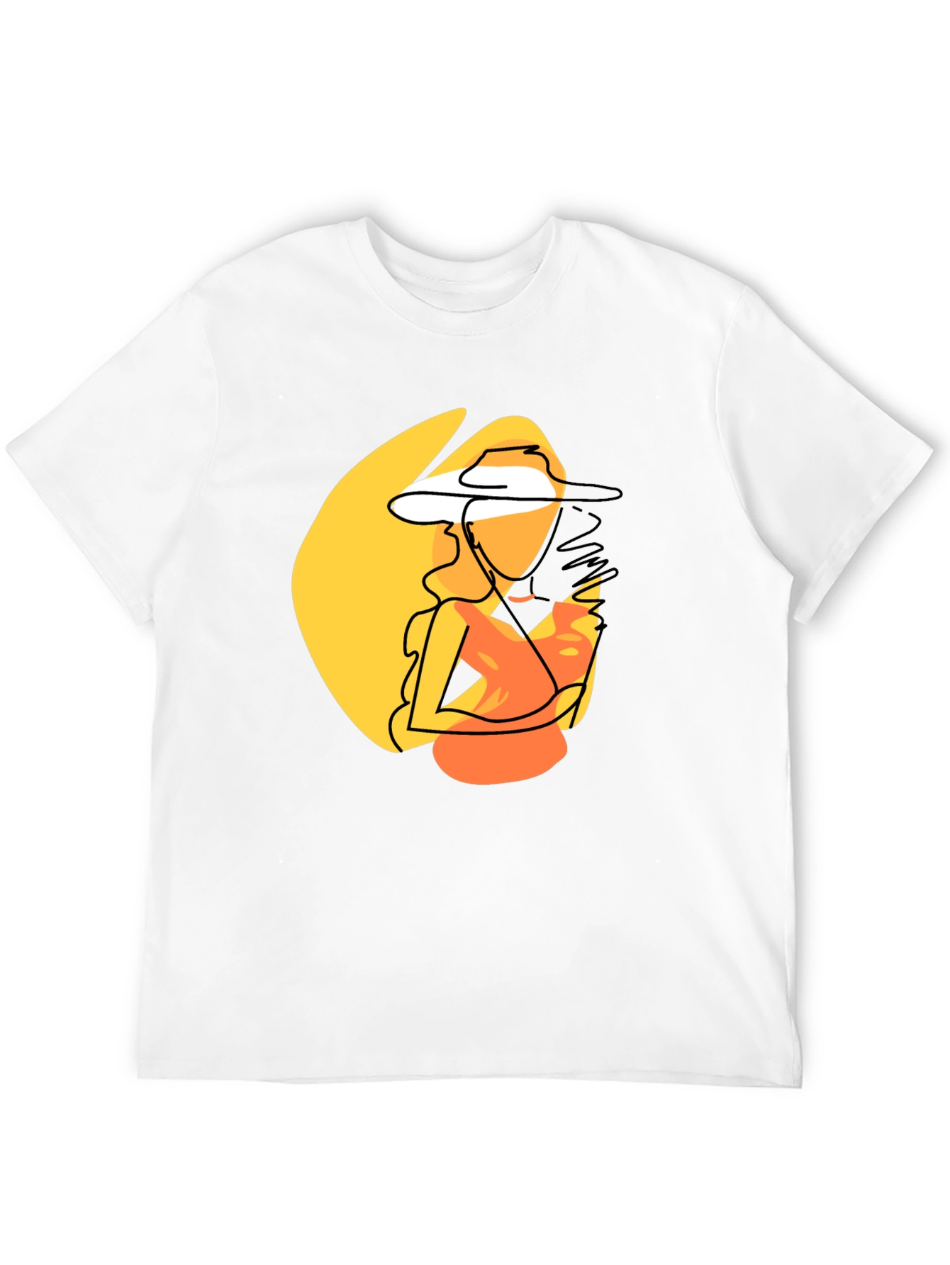 Abstract Woman Graphic Print T-Shirt - Black