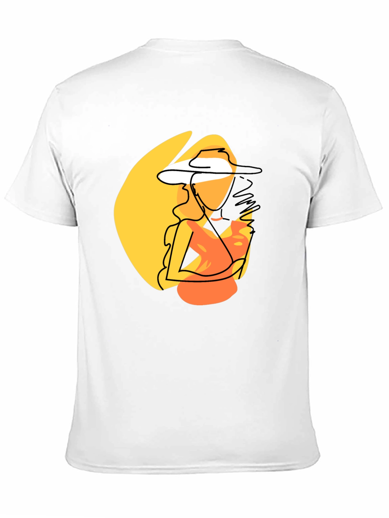 Abstract Woman Graphic Print T-Shirt - Black